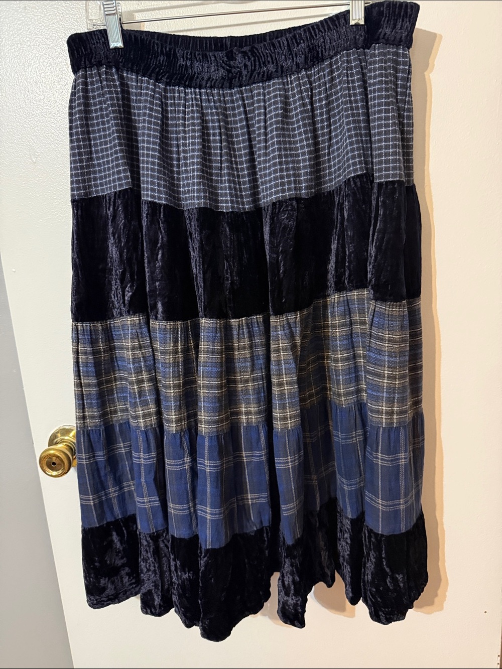 St. John's Bay Navy and Black Tiered Maxi Skirt